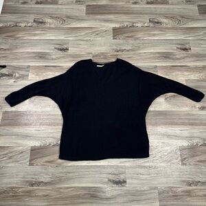 Free People Softly Vee Sweater Wool Blend in Black Size Small